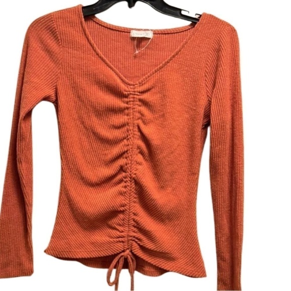 Ultra Flirt Long Sleeve Top Ribbed Orange Salmon pinkish color size S - Picture 7 of 12